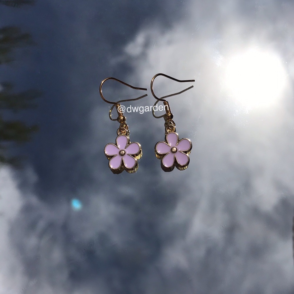 Purple and Gold Flower Earrings